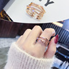 Sophisticated accessory, zirconium, ring with stone, Korean style, micro incrustation, on index finger