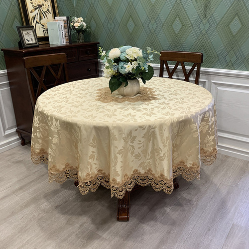Tablecloth Fabric Round Tablecloth Lace Round Large Table European Style Dining Tablecloth Simple Solid Color Home Use Tablecloth Dust Cover