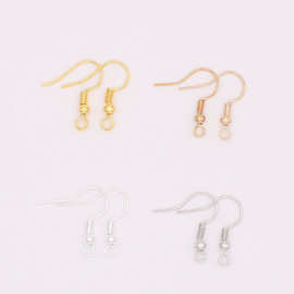 diy饰品配件镀金18mm带珠问号耳钩耳环材料