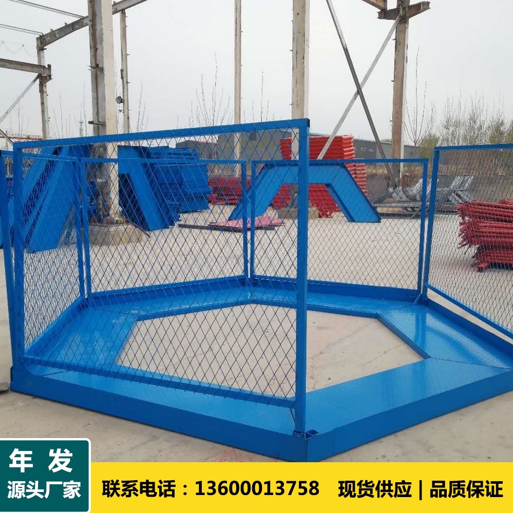 工地标准蓝色水泥柱盖梁平台 桥梁水泥墩顶部安全施工防护平台