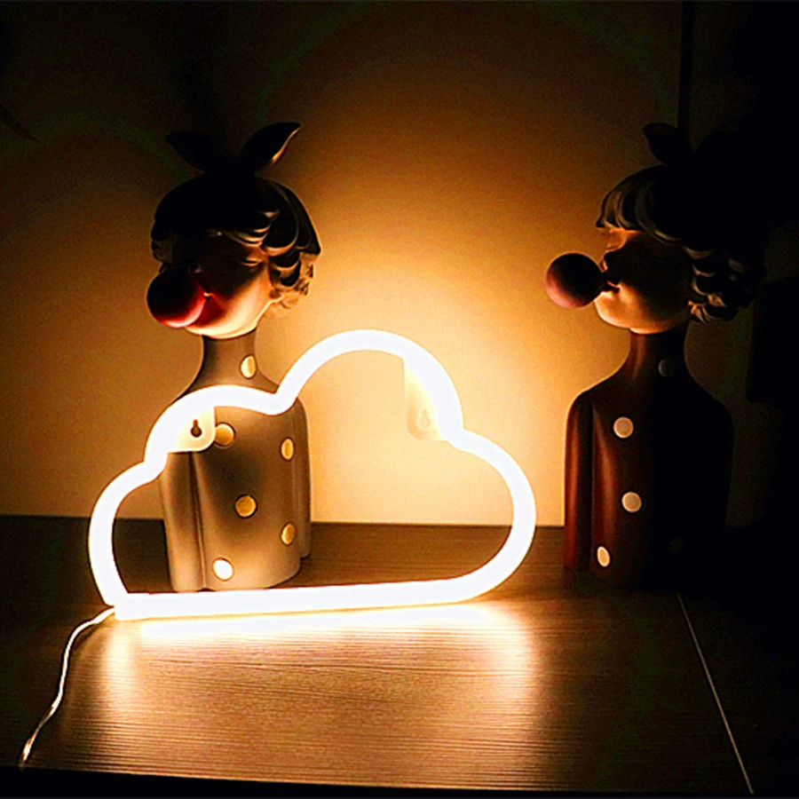 Светильник LED-формирования (SOKKA) Yun Duo облако, режимы RGB и теплый, неоновая подвесная деталь, 30×19×2.5 см