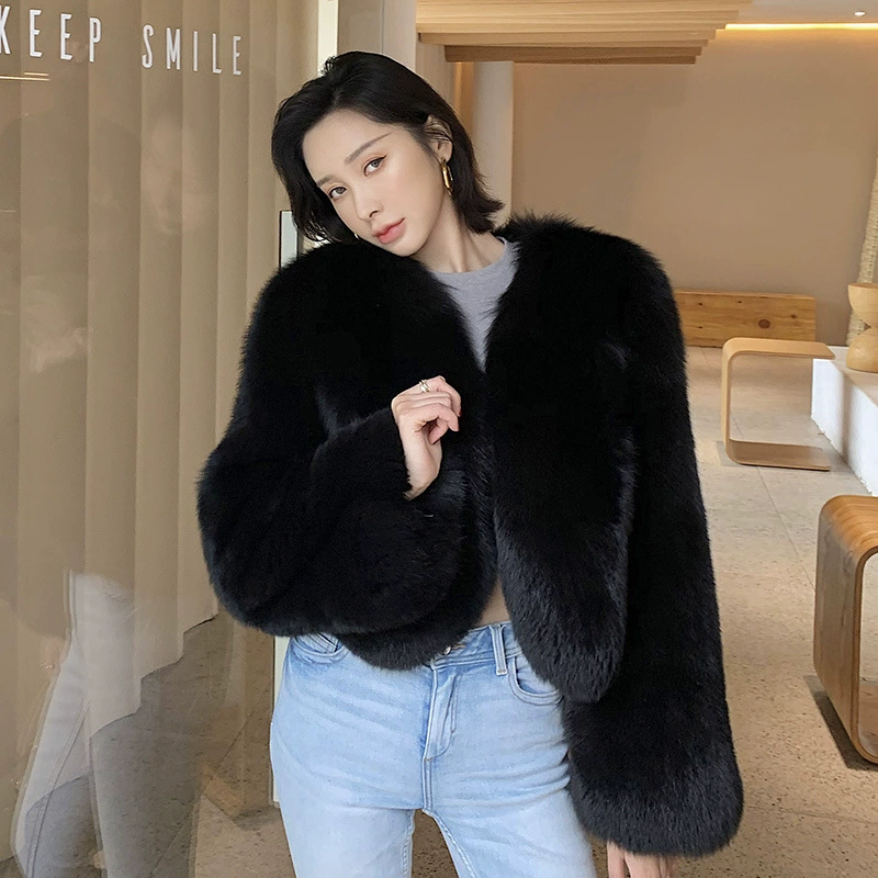 Keep warm jacket, long-sleeve, high waist, V-neckline