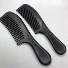 10-20CM 精品天然黑檀木梳子高檔精品整木細齒粗齒寬齒手柄梳深刻