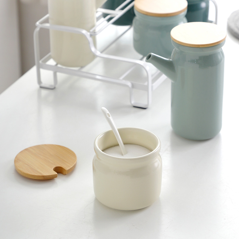 Cerámica creativa tarro de condimento traje cocina hogar sal tarro condimento caja condimento botella condimento caja azúcar gourmet polvo condimento tarro