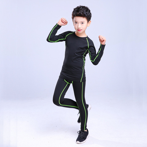 Children's Sports Compression Suit Set Summer Basketball Soccer Training Top and Bottom Morning Run Quick-Dry Clothes Student Breathable Fitness Clothes