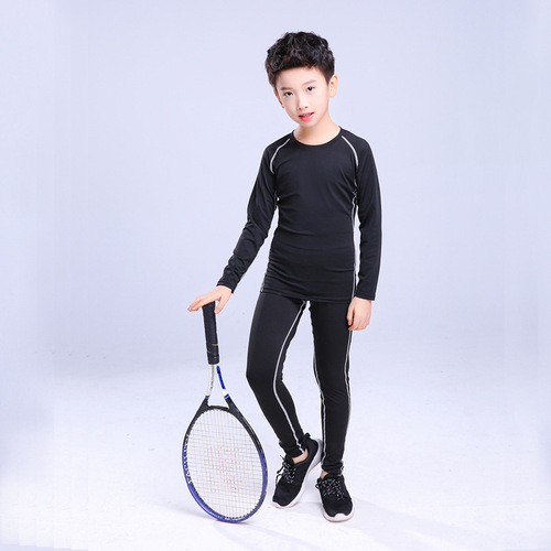 Children's Sports Compression Suit Set Summer Basketball Soccer Training Top and Bottom Morning Run Quick-Dry Clothes Student Breathable Fitness Clothes