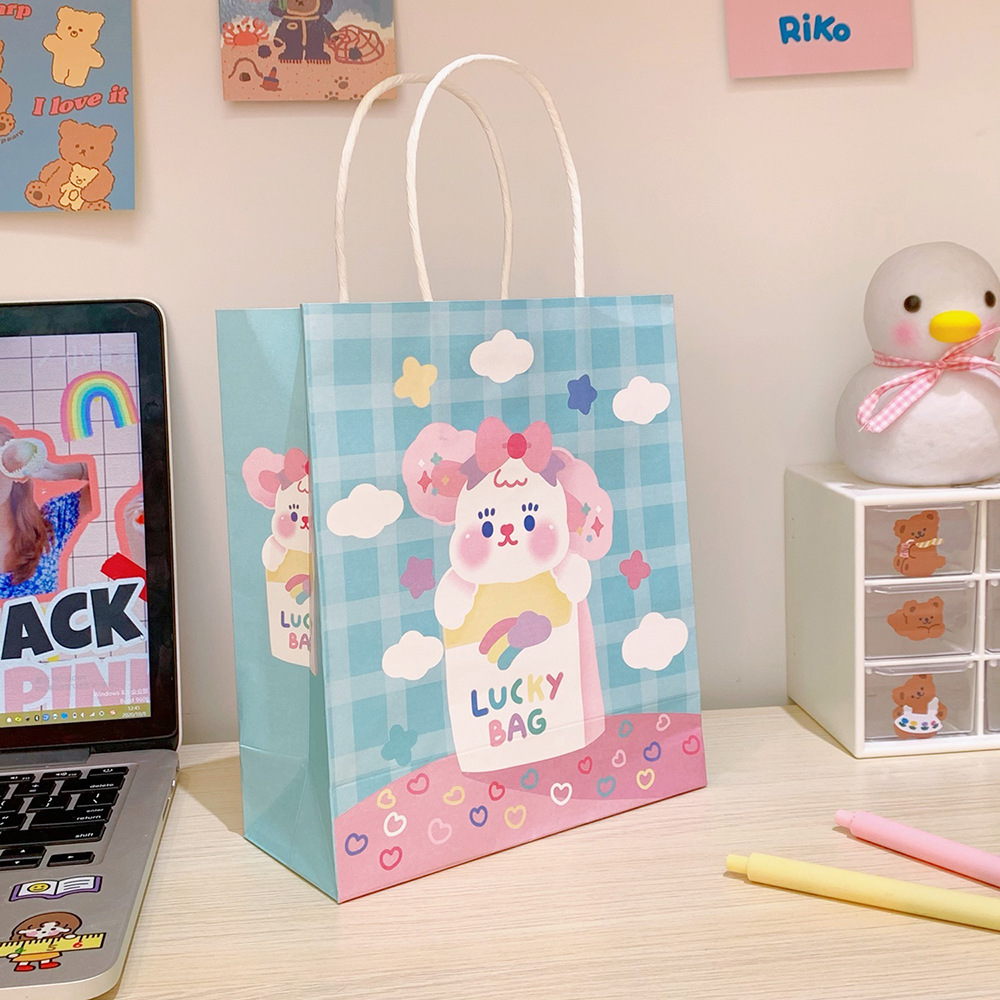 INS papel en línea celebridad dibujos animados linda chica estudiante impresión conejito mini bolsa de embalaje decoración bolsa de papel Nuevo