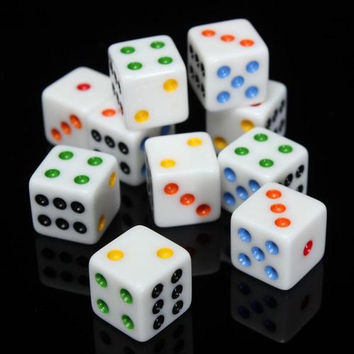 Cross-border supply 16# white square corner colored dice, dice, board games, mahjong accessories 1.6CM
