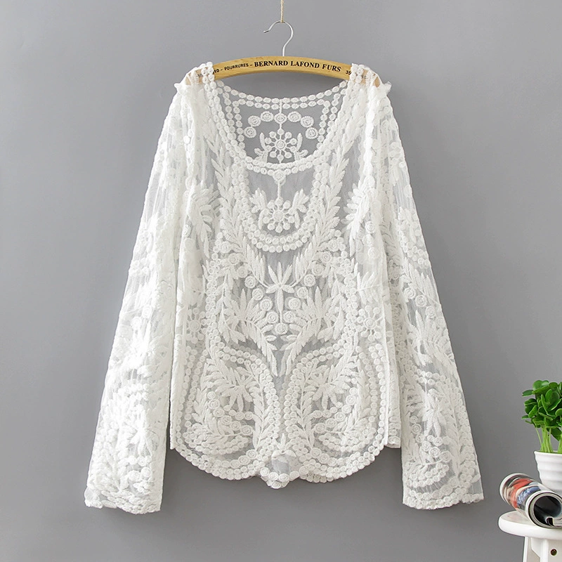 Женская пляжная накидка с длинным рукавом, one size (длина 65 см), защита от солнца, лёгкая