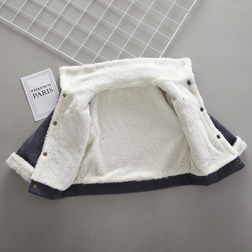 Children's new warm and thick padded cotton grid color single-breasted button coat for boys Korean style