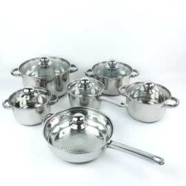 不锈钢套锅12件套装锅加厚汤锅奶锅不粘煎锅12pcs cookware
