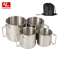 Outdoor 304 stainless steel foldable cup portable bowl for hiking camping barbecue travel 4-piece set cup bowl