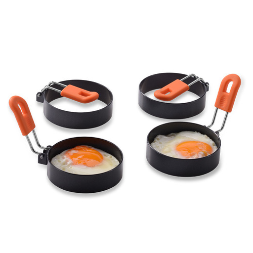 Cross-border hot selling thickened stainless steel round omelette set silicone handle omelette and patties non-stick mold