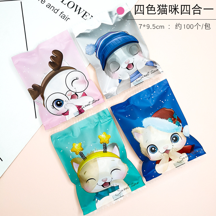 Bolsa sellada a máquina; gato de cuatro colores 4 en 1 7*10; material compuesto