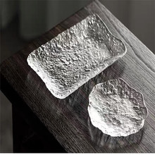 中式玻璃锤纹平盘水果甜点盘寿司碟子餐具玻璃沙拉碗家用茶碟