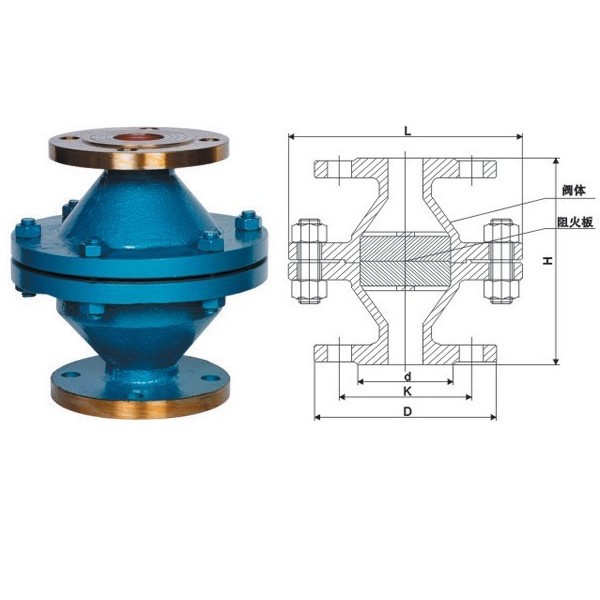 生产销售 GZW-1法兰铸钢阻火器 工业铸钢管道阻火器