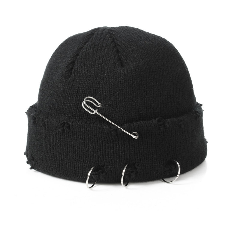 2024 Autumn and winter hole breaking ruffian solid color knitted female trendsetters street yarn versatile styling hat_voghion.com