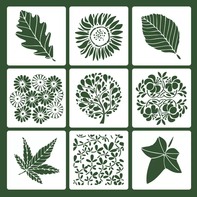 所然绘图办公用品厂家直销pet乳白半透树叶花卉绘画喷绘套装模板