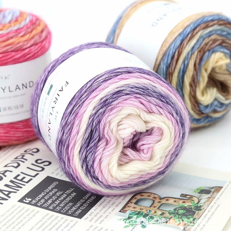Hilo de pastel sección degradada hilo de lana teñido lana de color crochet lana gruesa bufanda tejida a mano chal