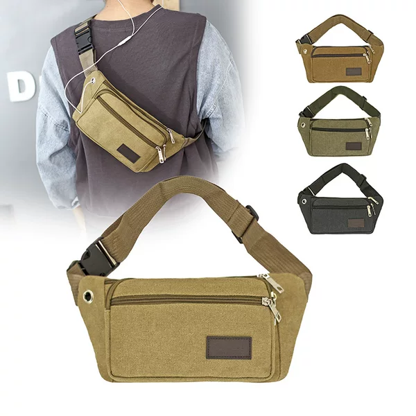 Factory direct new thick canvas waist bag men's and women's multifunctional outdoor sports running waist bag change mobile phone bag