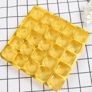 加工定制金色多格子巧克力吸塑底托可定制无盖塑料点心包装盒批发