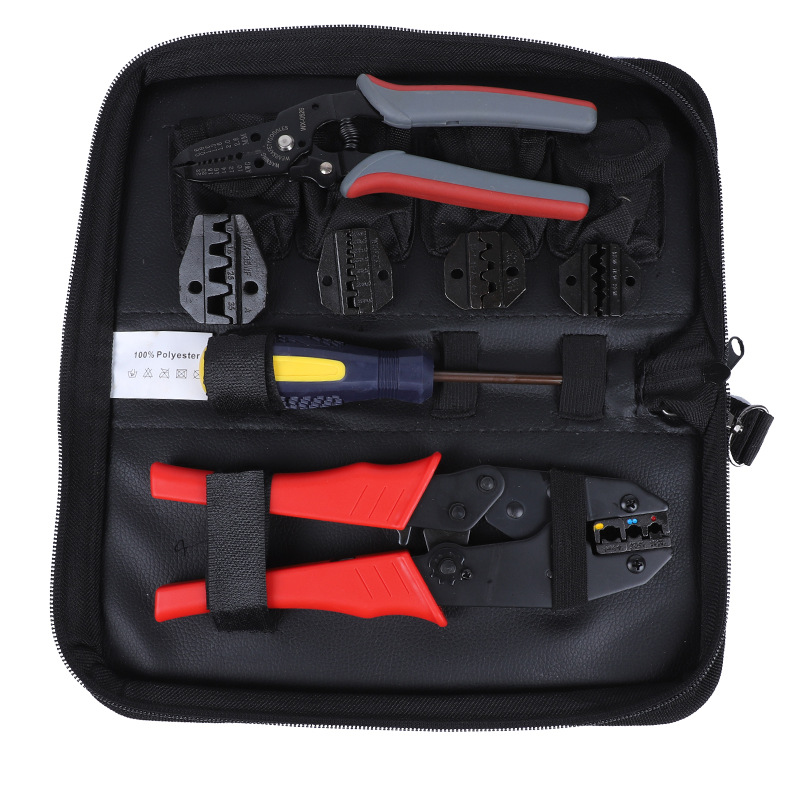 Suministro de alicates de crimpado combinados WXK-30J, juego de herramientas de alicates de crimpado multifuncionales con inserto de resorte.