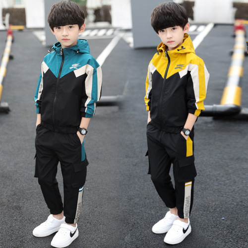 Children's Autumn Set 8 for Boys, 9 Sports Clothes, 10 Medium-Size Kids Autumn, 12 Korean Style Fashion Two-Piece Set for 15-Year-Olds