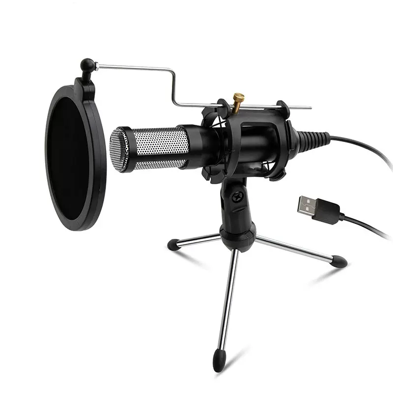 爆桌面电容话筒USB麦克风电脑录音设备K歌带防喷网直播专用