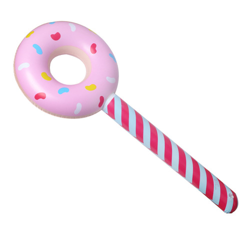 Creative stick hammer toy inflatable colorful donut lollipop toy PVC donut inflatable stick