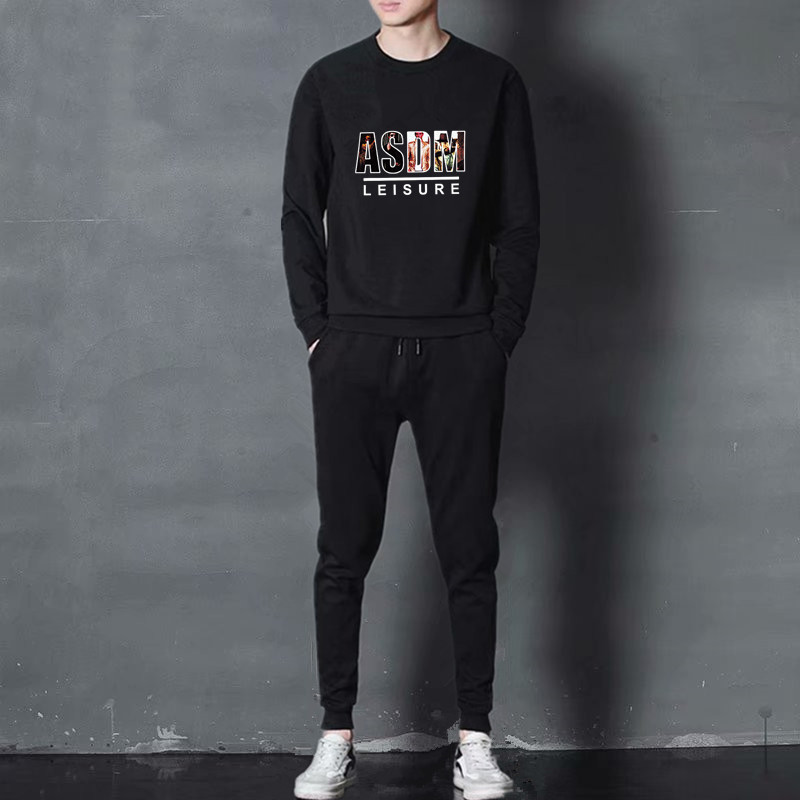 Traje casual delgado para hombre, estilo coreano, primavera y otoño, top de manga larga con estampado personalizado, nuevo estilo 2025