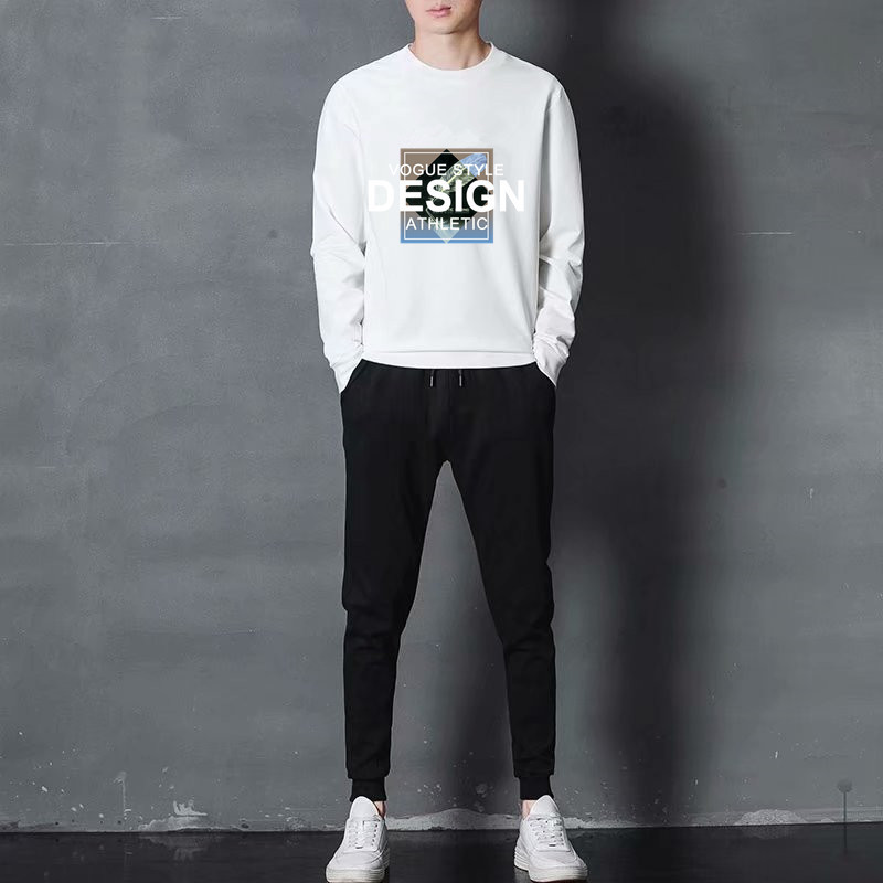 Traje casual delgado para hombre, estilo coreano, primavera y otoño, top de manga larga con estampado personalizado, nuevo estilo 2025