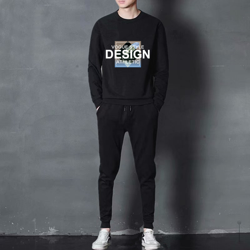 Traje casual delgado para hombre, estilo coreano, primavera y otoño, top de manga larga con estampado personalizado, nuevo estilo 2025