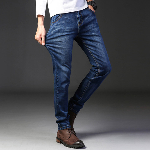 One-stop service 2025 summer thin denim pants men loose straight tube elastic slimming men's casual long pants men's wear 
