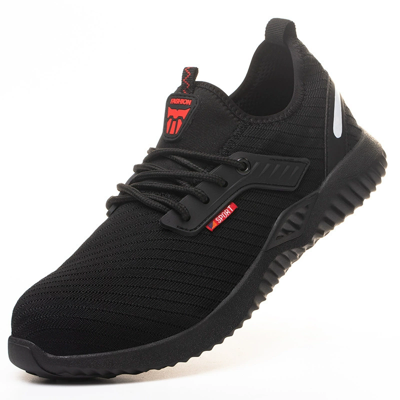 Рабочая обувь для мужчин, всесезонные дышащие легкие защитные ботинки из трикотажной ткани с металлическим носком и стальной подошвой, защитные рабочие ботинки с защитой от ударов и проколов.