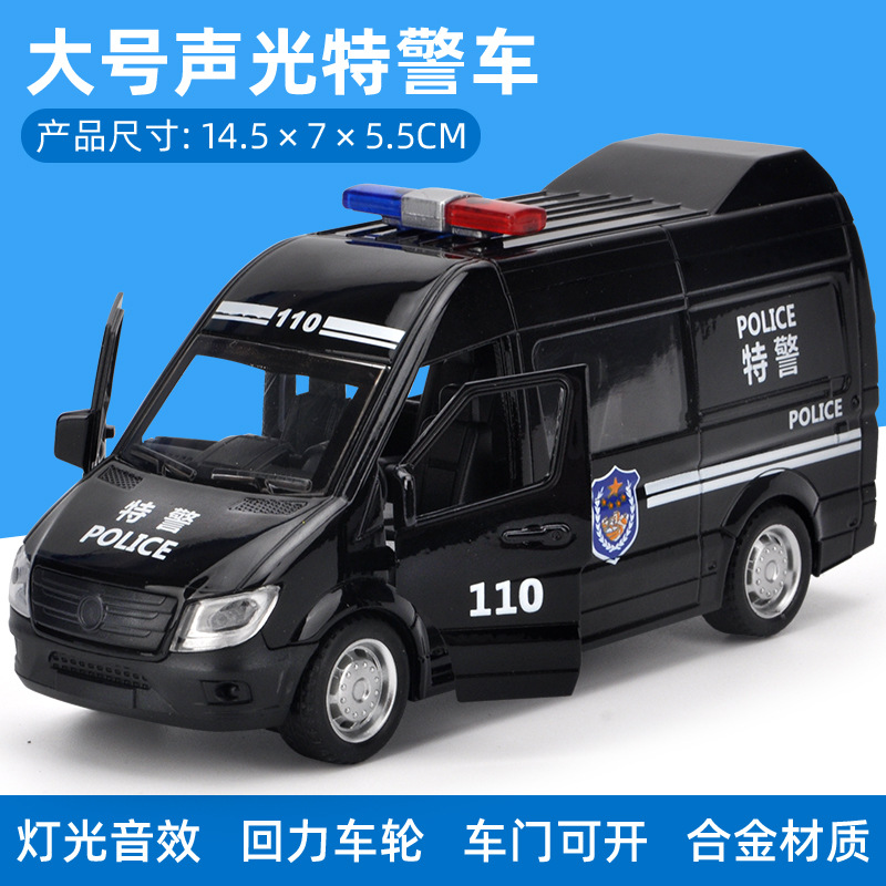 Big police car with light music, traffic police
