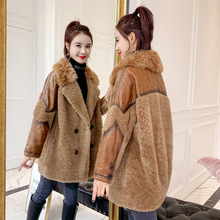 羊剪绒皮草大衣秋冬新款皮毛一体外套女中长款海宁真皮颗粒羊羔毛