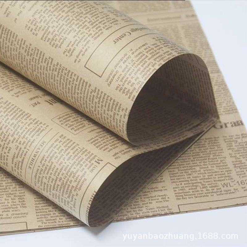 Papel Kraft vintage inglés periódico Rosa ramo de regalo papel de regalo bolsa hecha a mano papel de flores papel de embalaje al por mayor