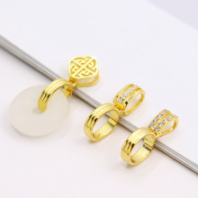 925纯银圆环吊坠扣头平安锁扣翡翠琥珀银扣头diy平安扣圆圈银夹扣