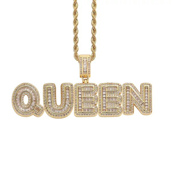 European and American hip-hop personality crystal sugar alphanumeric mosaic combination pendant T square zircon necklace for men and women a minimum order