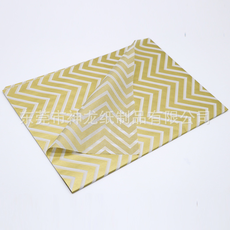 FUENTE Impresión de papel de copia de fábrica Papel de pera de tejido de Navidad Papel de embalaje de rayas metálicas Personalización plegable