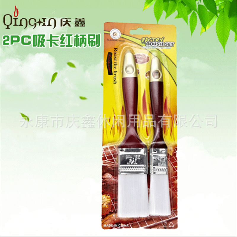 Los fabricantes suministran 2PC Tarjeta de succión cepillo de mango rojo BBQ cepillo para hornear cepillo de plástico cepillo condimento