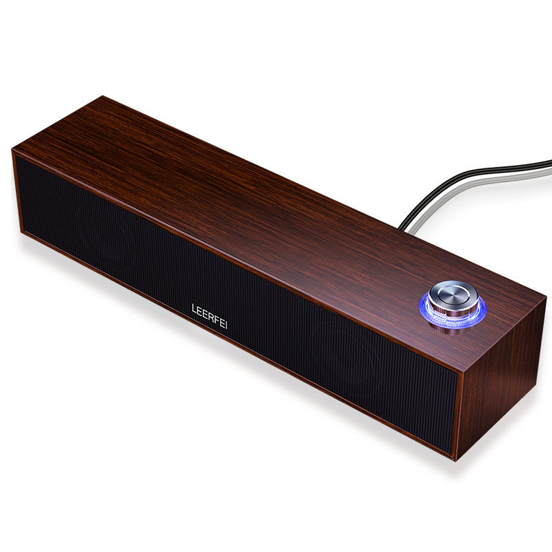 Wholesale wired multimedia audio computer Bluetooth Desktop long wooden speaker mini heavy subwoofer sound heater