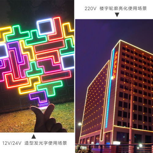 Cross-border 110V flexible round outdoor waterproof silicone 6*12 low voltage 12V high voltage 220V neon LED strip light