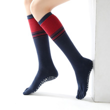 跨境新款长筒瑜伽袜露趾分趾精梳棉脚底点胶瘦腿袜保暖时尚舞蹈袜