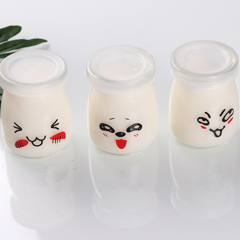 Taza de pudín con tapa botella de pudín de vidrio transparente tarro de miel jalea doble piel mousse de leche mini taza de yogur taza al por mayor