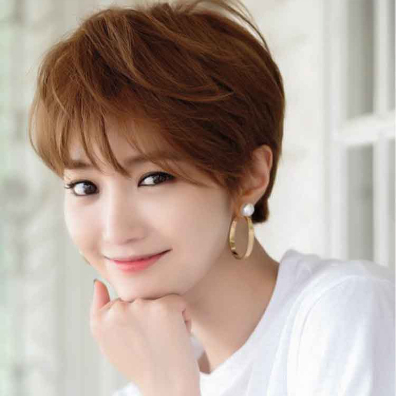 Xuchang Manufacturer Wholesale Korean Style Personalized Real Hair Wig for Women Short Bob Hair High-Quality Kim Jong-Hyun Same Style Wig Cap