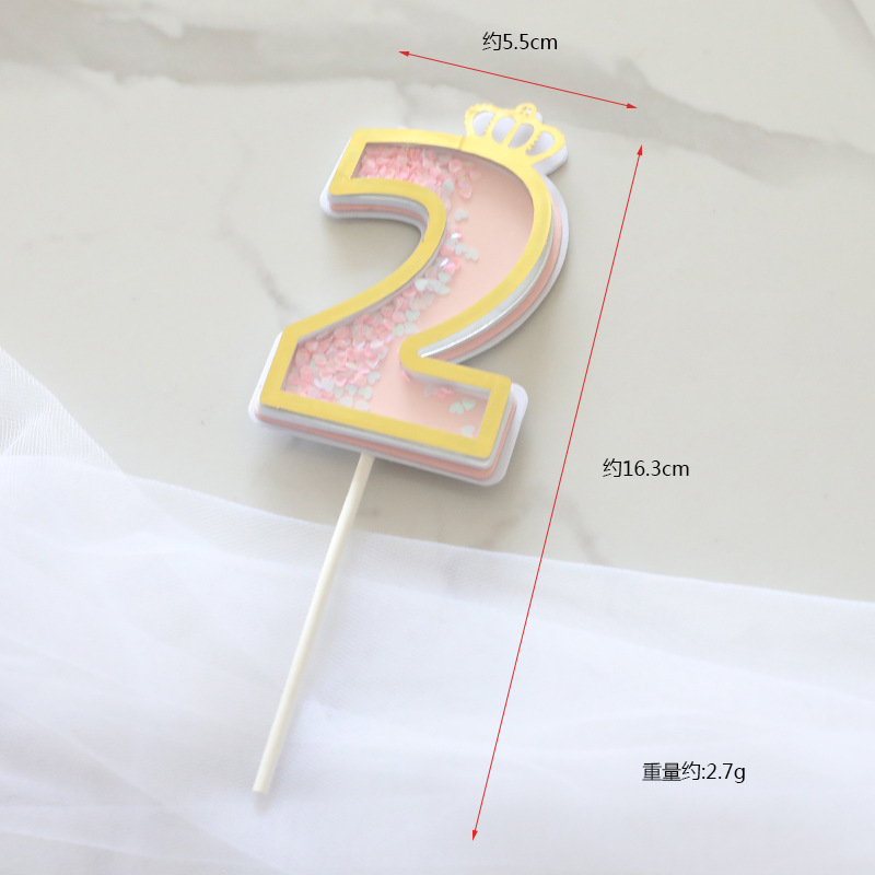 Fábrica directa pastel decoración creativa brillo rosa azul 0-9 Digital Cumpleaños pastel plug-in tarjeta de inserción de la torta