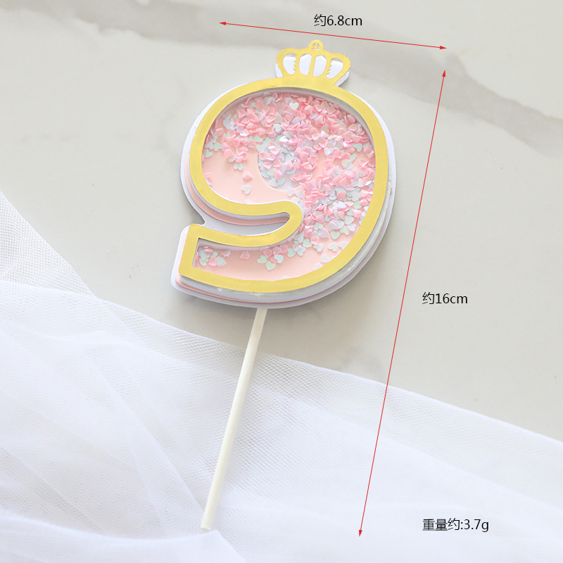 Fábrica directa pastel decoración creativa brillo rosa azul 0-9 Digital Cumpleaños pastel plug-in tarjeta de inserción de la torta