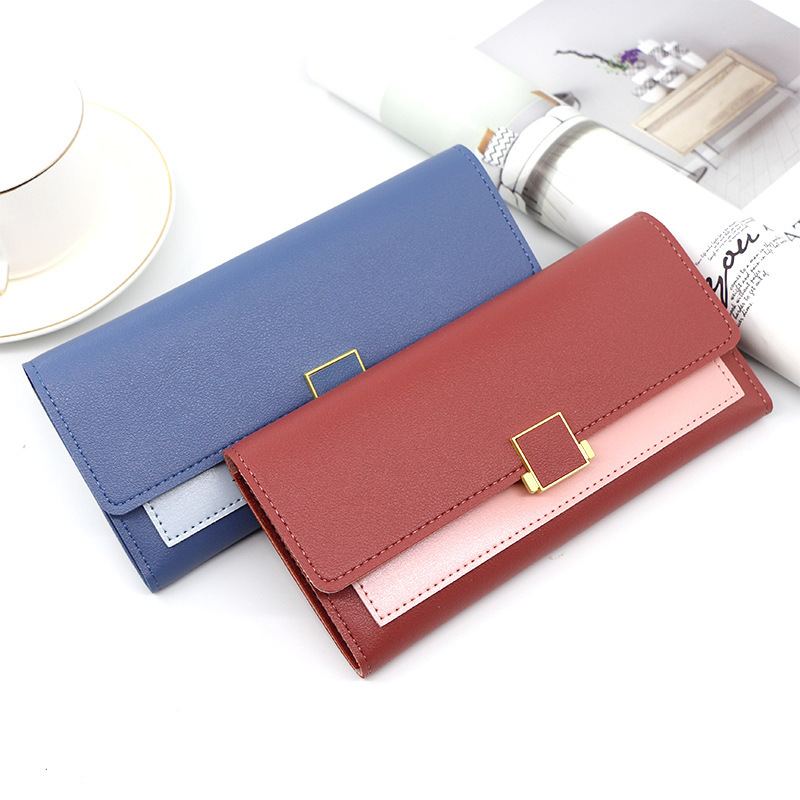 New Women's Wallet with Leather Pure Color Simple Long Style 70% off Women's Wallet Checkered Clutch Bag Coin Purse Wallet