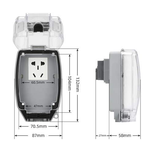 Direct Sales Water-Resistant GFCI Outlet Manufacturer IP66 Splash-Proof Socket Smart Toilet Ground Fault Circuit Interrupter Waterproof Box
